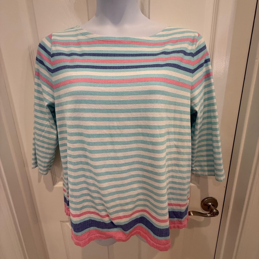 Talbots striped  Multicolor Boat Neck Top Size Xl